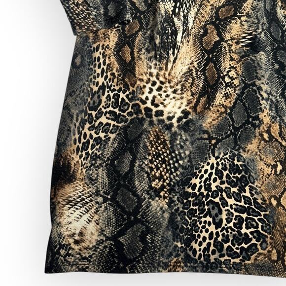 Fashion Nova Bodycon Dress 1X Multi Chic Snakeskin Print Mock Neck Party Outfit - Picture 7 of 11